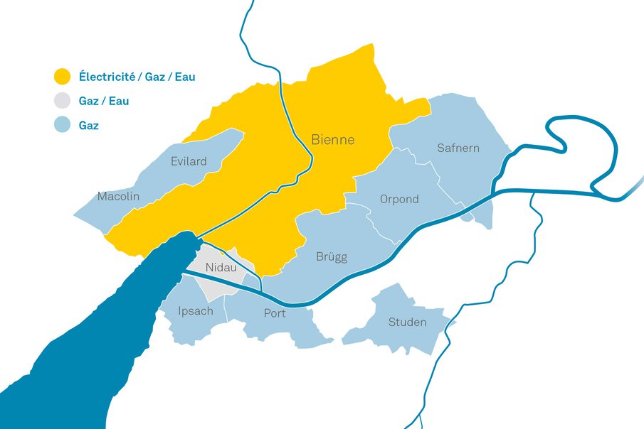 Régions d'approvisionnement d'ESB - Électricité / Gaz / Eau