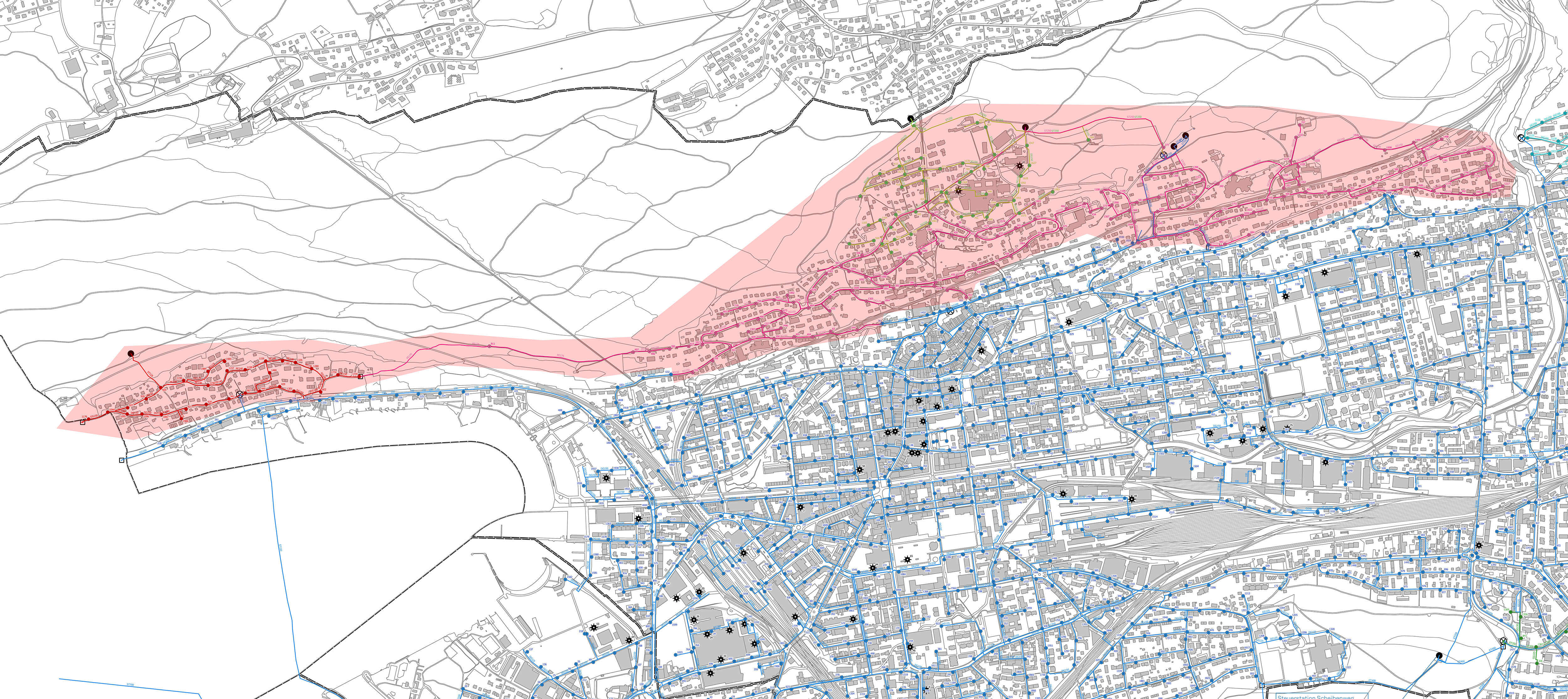 Karte der betroffenen Gebiete Chlorbehandlung