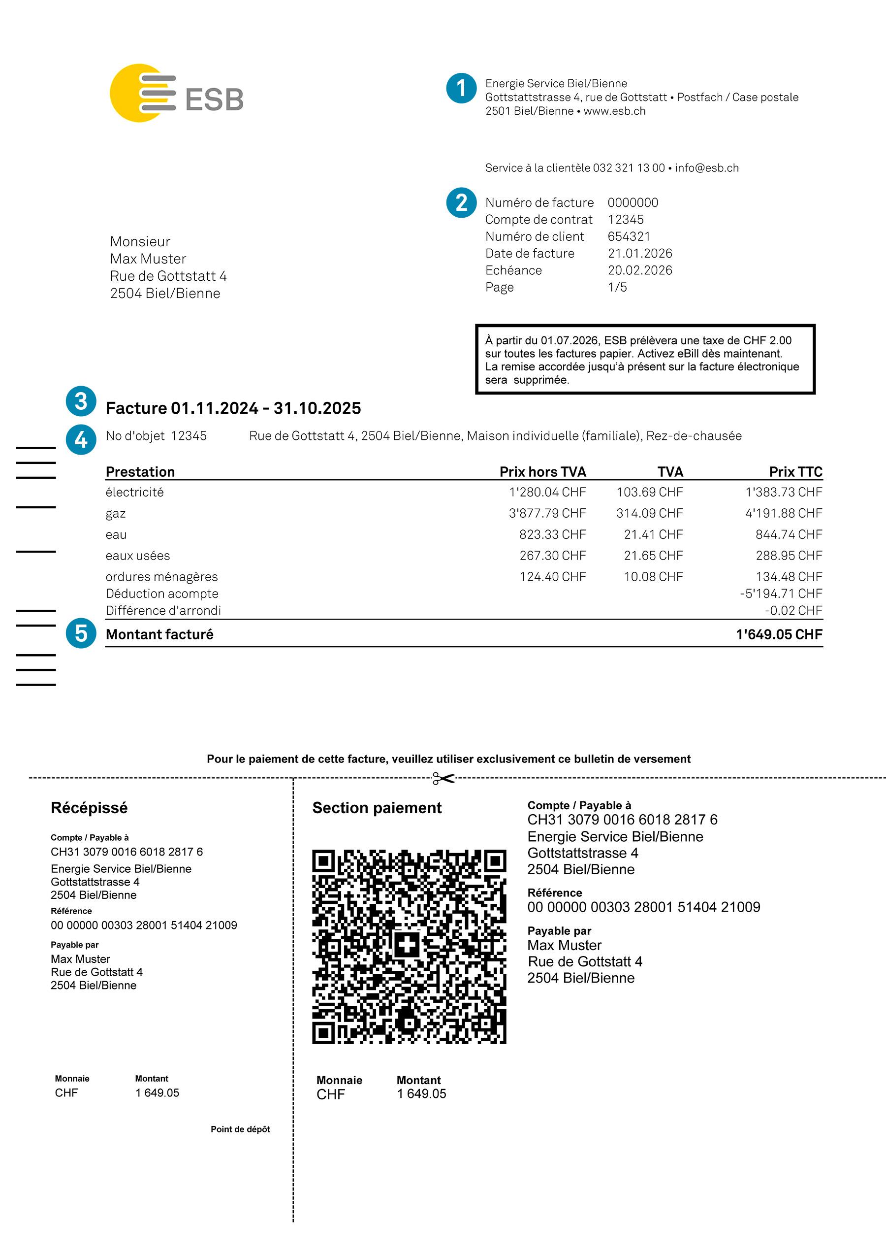 La facture ESB en bref page 1