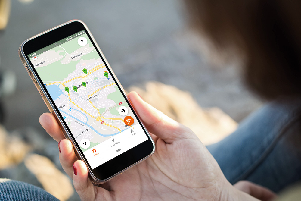 Blick auf Handy-App eMobiel